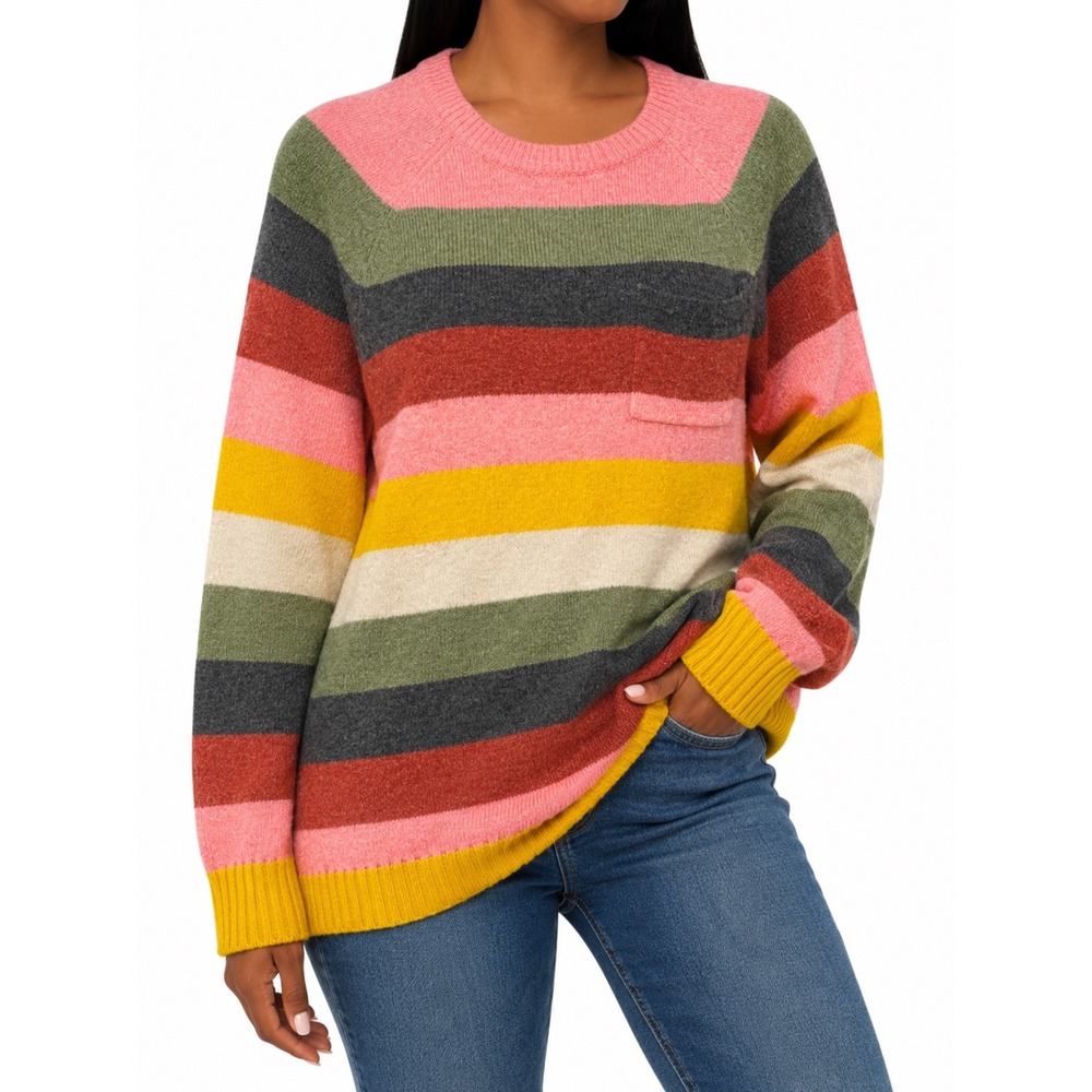 Torrid Women Multi Color Striped Crew Neck Sweater Pocket Size 3 Plus 3X